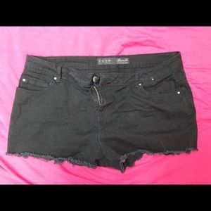 Black denim shorts
